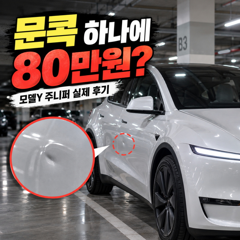 "문콕 하나에 80만원?" 모델Y 주니퍼 실제 미수선처리 후기, 자동차 문콕 보험처리 어떻게 할....