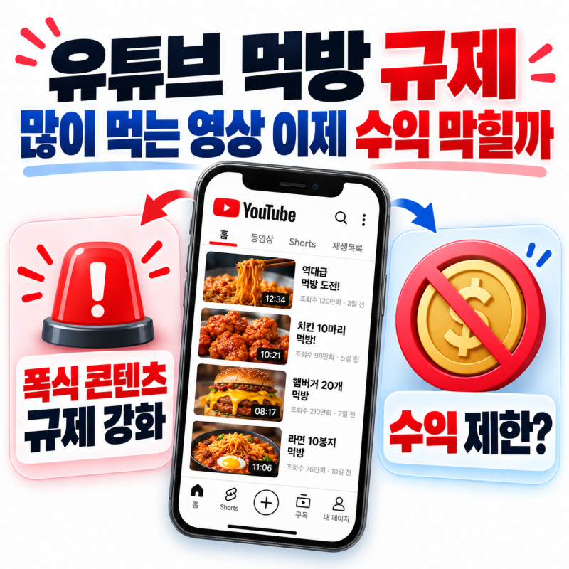 유튜브 먹방 규제, 많이 먹는 영상 전부 막힐까? 푸드 콘텐츠 기준 정리
