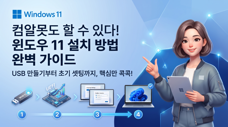 왕초보도 쉽게 할 수 있는 윈도우 11 설치방법(USB 만들기부터 세팅까지)
