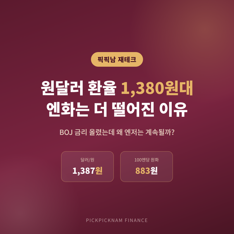 [원달러 환율] 다시 1380원대, 엔화는 왜 더 떨어졌을까?