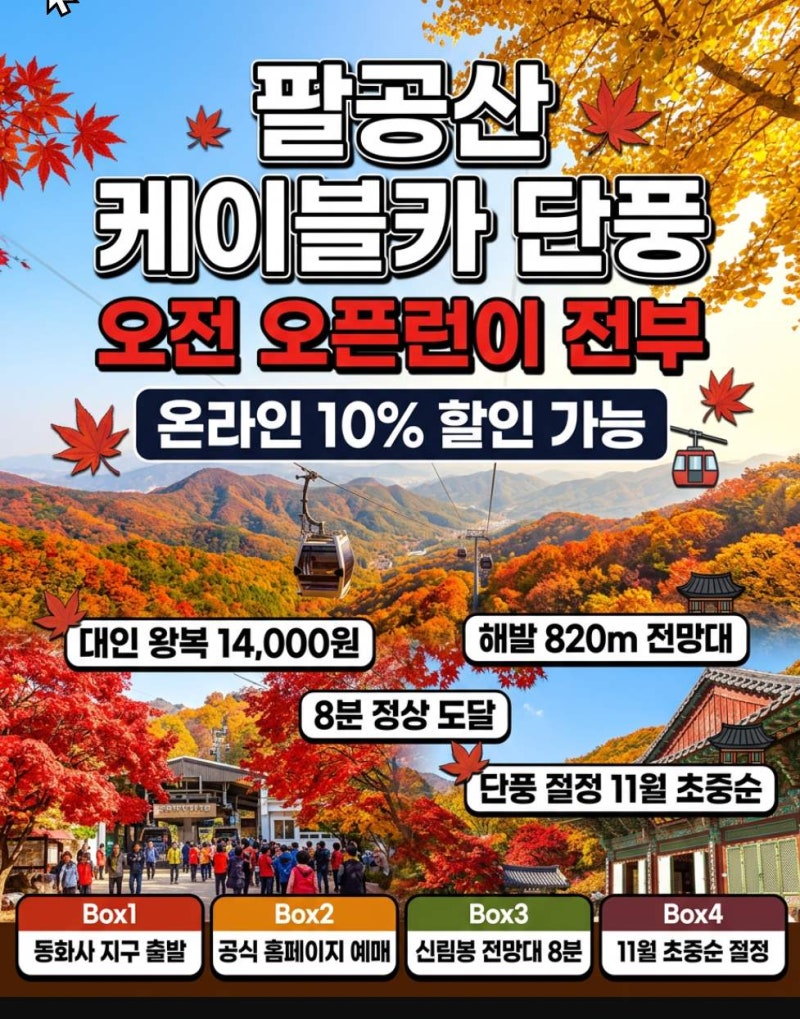 팔공산 케이블카 단풍 오전에 안 갔다가 1시간 줄 선 이유, 도착 시간이 전부다