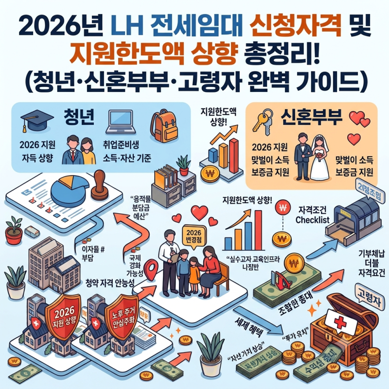 [청약정보] 2026년 LH 전세임대 신청자격 및 지원한도액 상향 총정리! (청년·신혼부부·고령자 ....