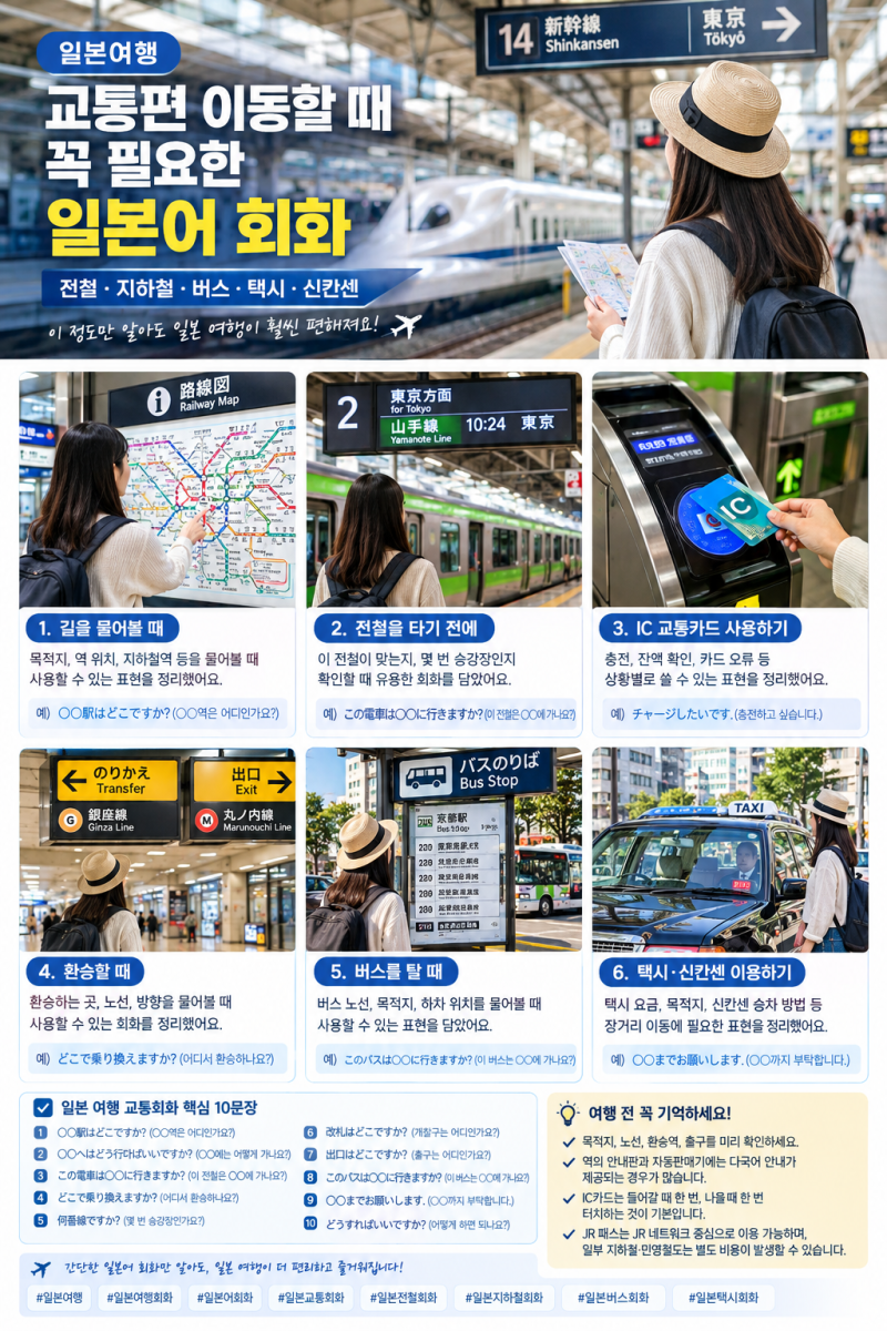 일본여행 교통편 이동할 때 꼭 필요한 일본어 회화｜전철·지하철·버스·택시 회화 총정리