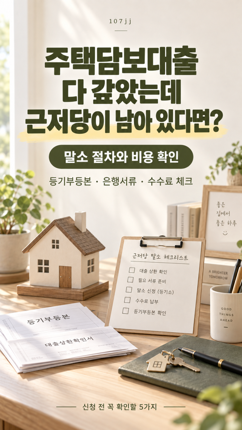 주택담보대출 다 갚았는데 근저당이 남아 있다면? 말소 절차와 비용 확인