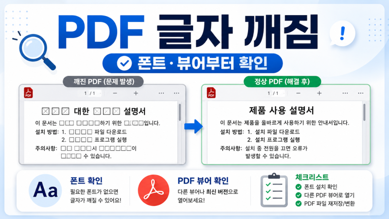 PDF 글자 깨짐 해결법, 네모·이상한 문자로 보일 때 먼저 확인할 것