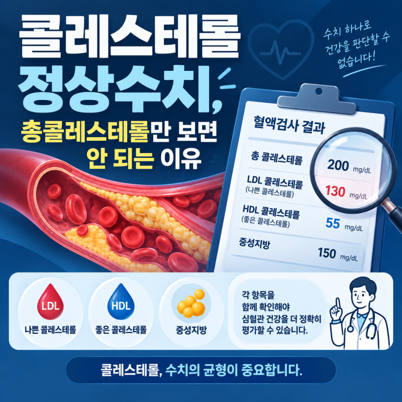 콜레스테롤 정상수치, 총콜레스테롤만 보면 안 되는 이유