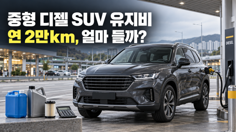 중형 디젤 SUV 유지비, 연 2만km 기준 경유비·요소수·정비비는 얼마일까?