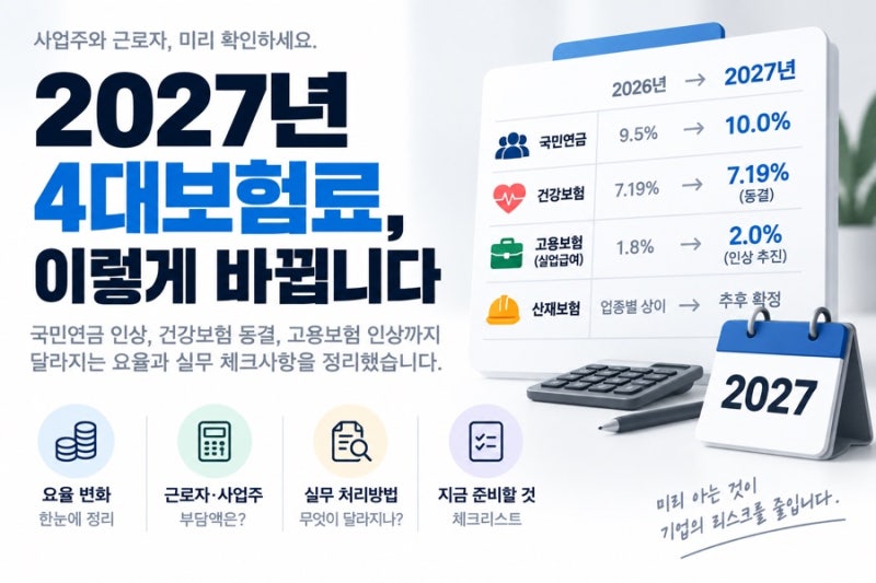 2027년 4대보험료, 벌써 달라집니다 ㅣ 국민연금은 인상·건강보험은 동결, 고용보험도 인상 ....