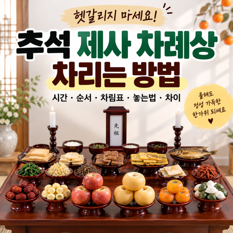 추석 제사 차례상 차리기 상차림 차리는 방법 시간·순서·차림표·놓는법 차이