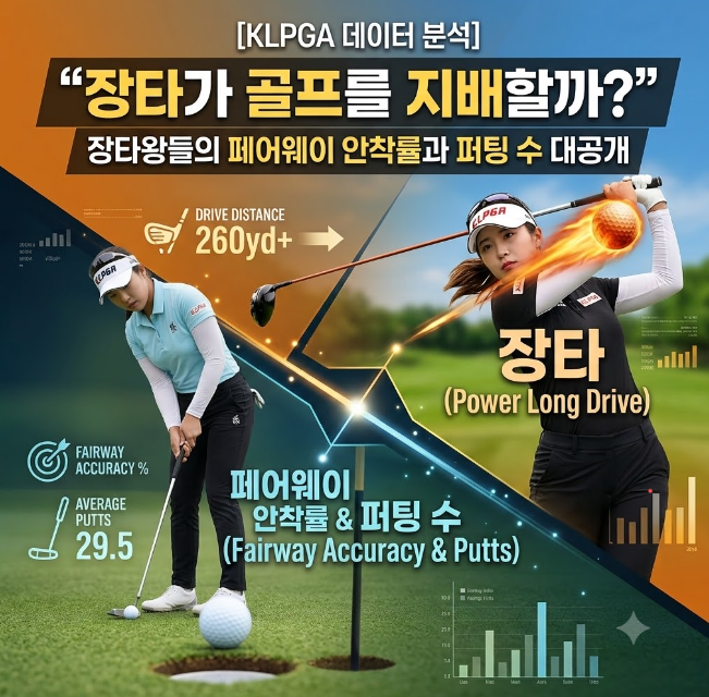 [KLPGA 데이터 분석] "장타가 골프를 지배할까?" 장타왕들의 페어웨이 안착률과 퍼팅 수 대공개