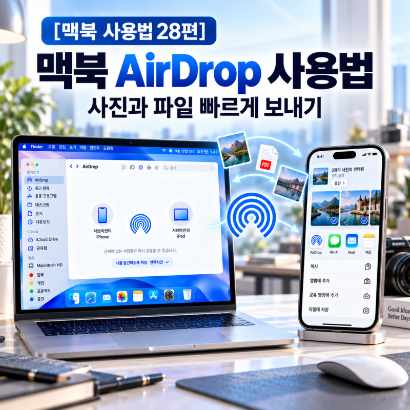 [맥북 사용법 28편] 맥북 AirDrop 사용법 - 사진과 파일 빠르게 보내기
