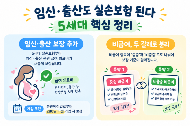 임신·출산도 실손보험 된다고? - 5세대 실손 달라진 점 핵심만 정리하겠습니다.