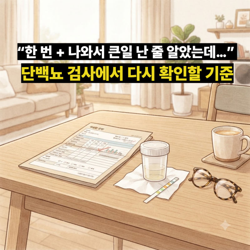 “한 번 + 나와서 큰일 난 줄 알았는데…” 단백뇨 검사에서 다시 확인할 기준