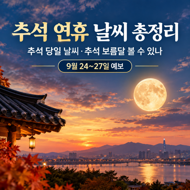 추석 연휴 날씨 총정리 | 추석 당일 날씨·추석 보름달 볼 수 있나 (9월 24~27일 예보)