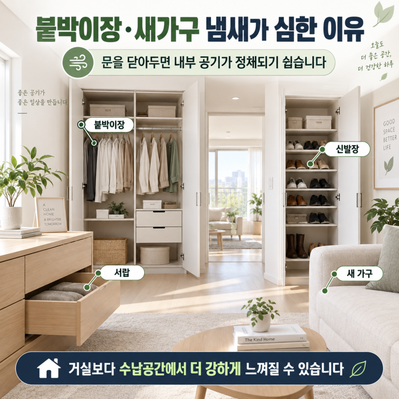 붙박이장·새가구 냄새가 유독 심한 이유｜셀프로 먼저 해볼 수 있는 관리법