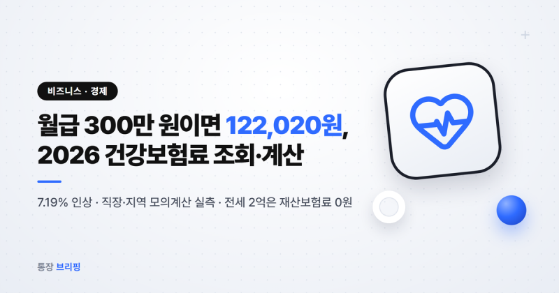 "전세 2억인데 0원?" 월급 300만은 122,020원, 건강보험료 조회 2026 계산