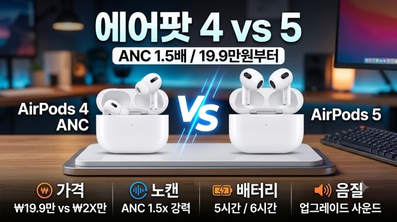 에어팟 4세대 vs 5세대 비교…가격·노캔·배터리·음질 차이 총정리