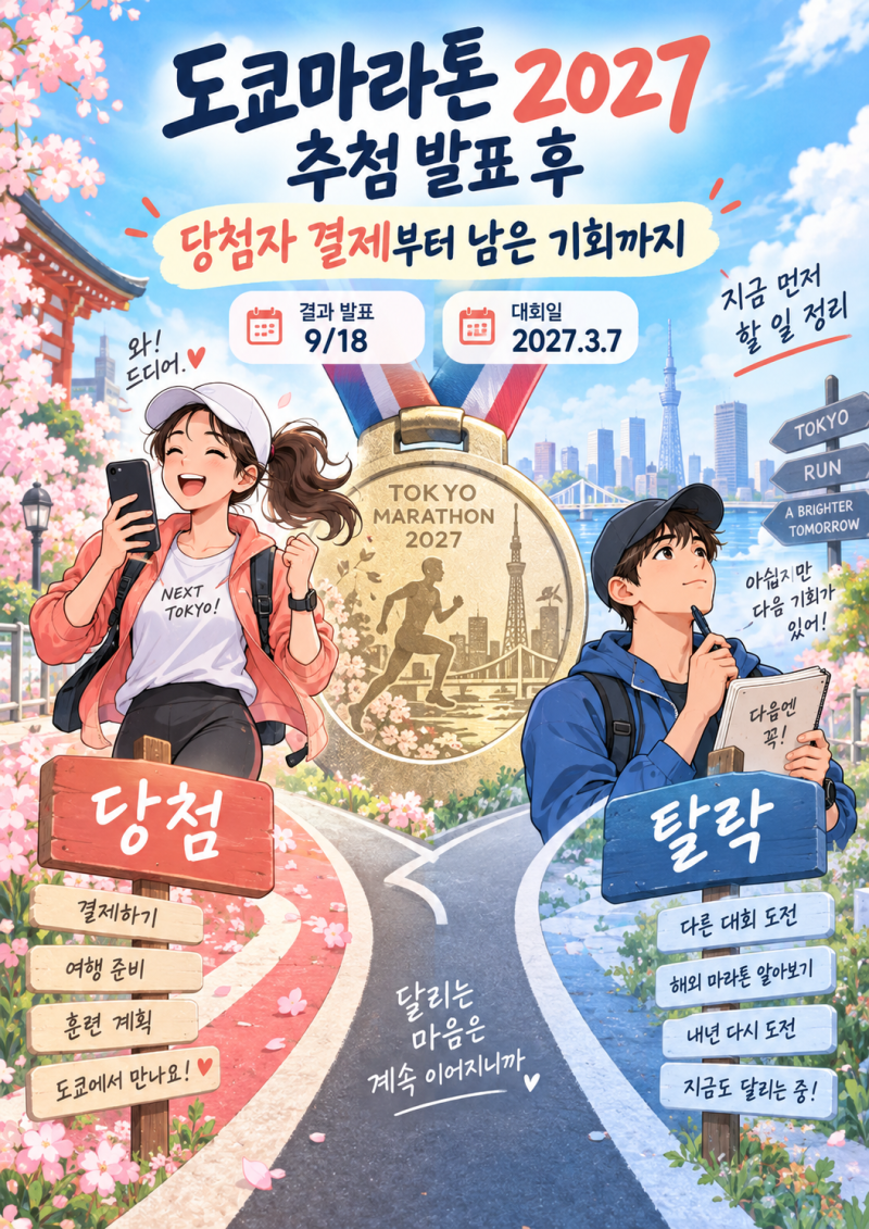 도쿄마라톤 2027 추첨 발표 후 해야 할 일, 당첨자 결제부터 남은 응모 기회까지