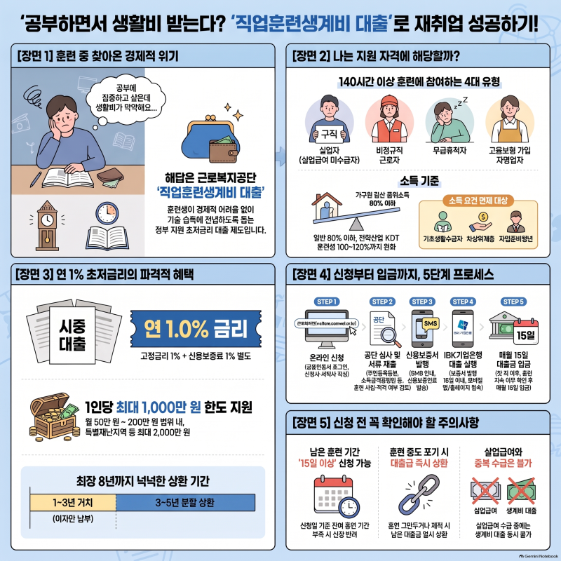 공부하면서 생활비 받는다? 직업훈련생계비 대출 총정리