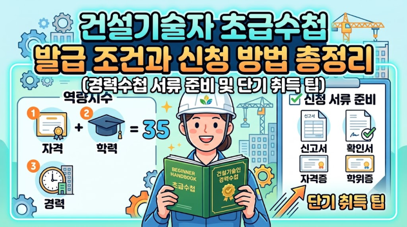 건설기술자 초급수첩 발급 조건과 신청 방법 총정리 (경력수첩 서류 준비 및 단기 취득 팁)