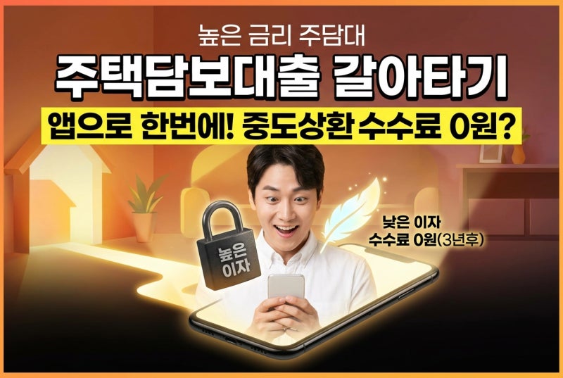 주택담보대출 갈아타기 대환대출 조건 중도상환수수료 절차 정리 "몰라서 놓치면 매년 수백....