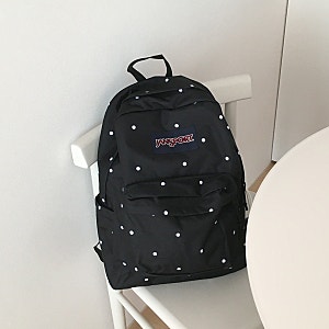 ⚫️ JANSPORT 잔스포츠 : 슈퍼브레이크 POLKA DOT BLACK ⚫️ 땡땡이 아이템, 땡땡이 백팩 / 귀여운 ....