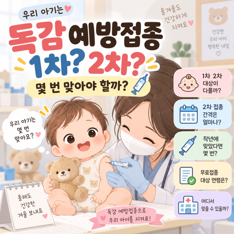 아기 독감 예방접종 1차 2차 차이 2차 접종 간격은? 작년에 맞았다면 몇 번?