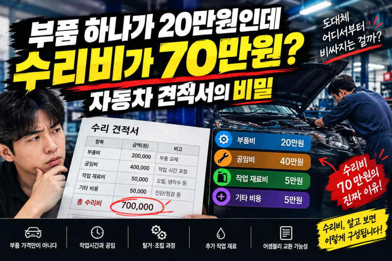부품 하나가 20만원인데 수리비가 70만원?｜자동차 견적서의 비밀