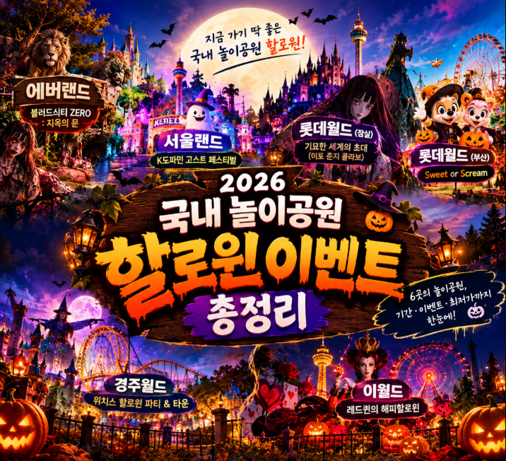 2026 할로윈 놀이공원 총정리 ㅣ 서울랜드 롯데월드 에버랜드 경주월드 이월드 진행 이벤트 ....