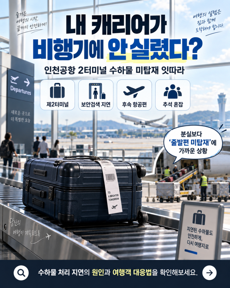 인천공항 캐리어가 안 실렸다? 제2터미널 수하물 미탑재 원인과 추석 혼잡 대비