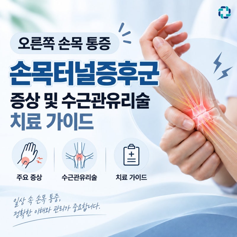 오른쪽 손목 통증, 손목터널증후군 증상 및 수근관유리술 치료 가이드