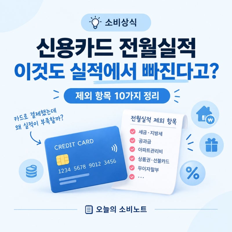 신용카드 전월실적 제외 항목 10가지｜이것도 실적에서 빠진다고?