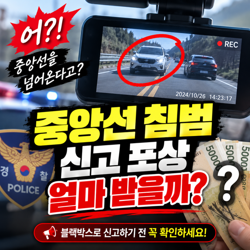 중앙선 침범 신고 포상 얼마 받을까? 블랙박스로 신고하기 전 확인할 것
