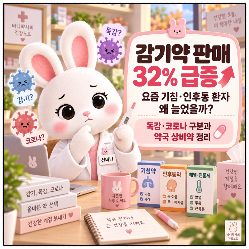 감기약 판매 32% 급증｜요즘 기침·인후통 환자 왜 늘었을까? 독감·코로나 구분과 약국 상비....