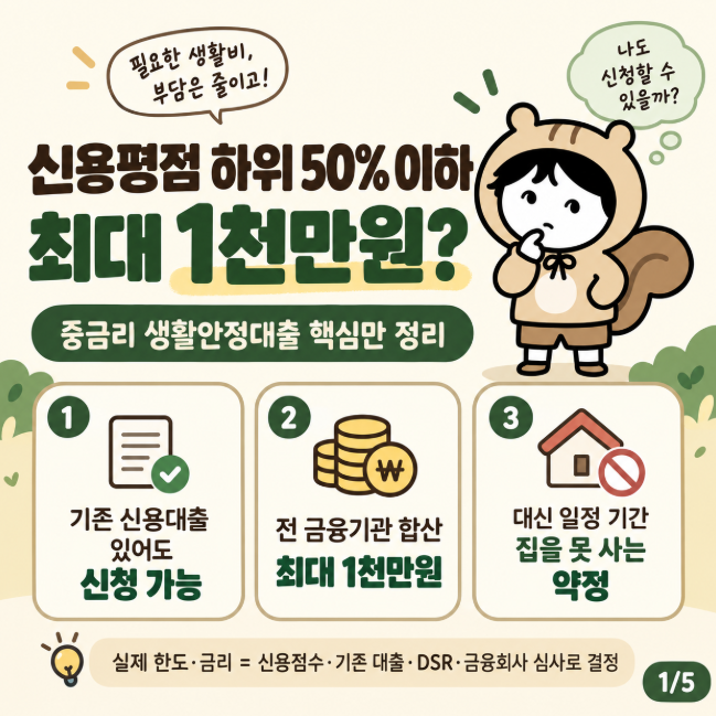 "신용대출 있어도 1천만원 받을 수 있을까"..중금리 생활안정대출