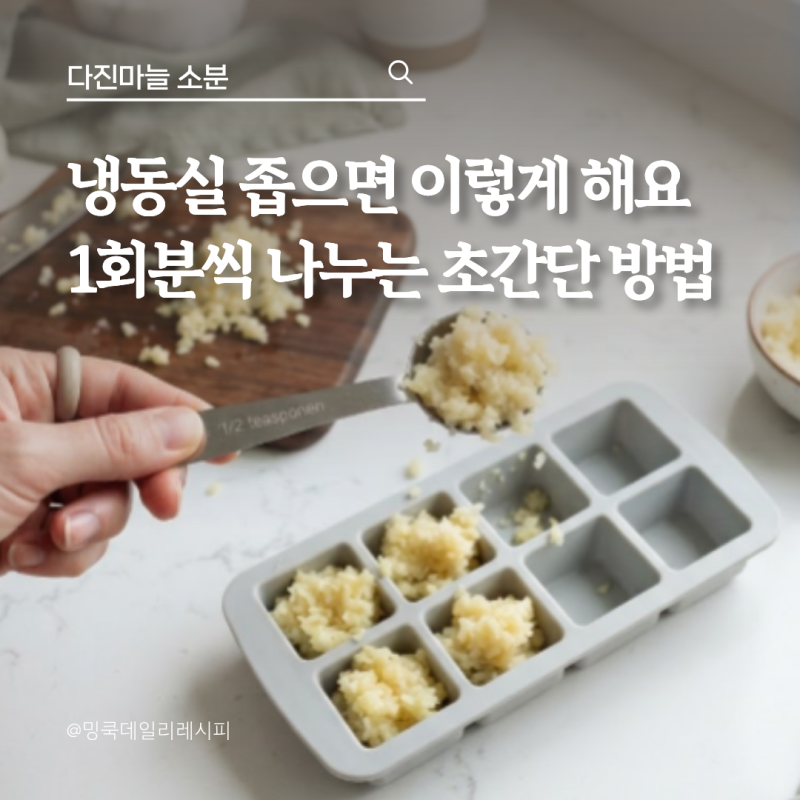 냉동실 좁은 50대 주부, 다진마늘 1회분씩 소분하는 방법