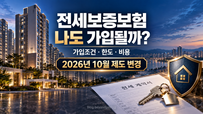 2026 전세보증보험 가입조건 총정리 | HUG 한도·비용·신혼부부·한부모 할인, 10월 개편