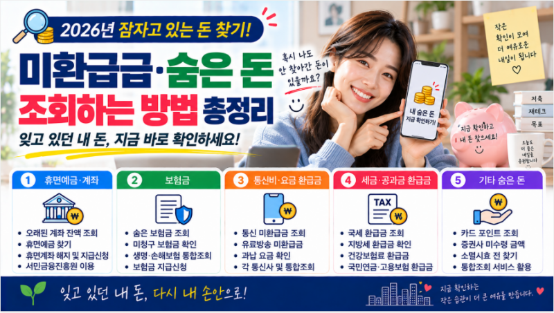 2026년 잠자고 있는 돈 찾기! | 잊고 있던 미환급금·숨은 돈 조회하는 방법 총정리