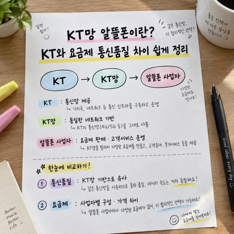 KT 알뜰폰은 KT와 뭐가 다를까? KT망 요금제·사업자 확인 순서
