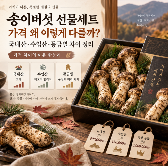 송이버섯 선물세트 가격 왜 이렇게 다를까? 국내산·수입산·등급별 차이 정리