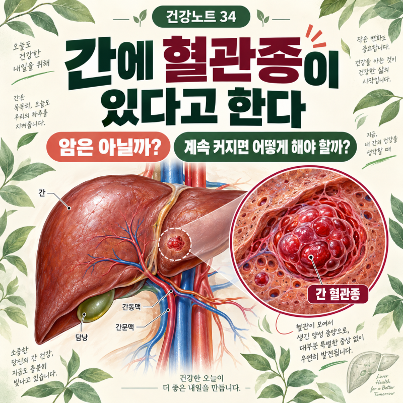 초음파를 했는데 간에 혈관종이 있다고 한다. 암은 아닐까? 계속 커지면 어떻게 해야 할까?