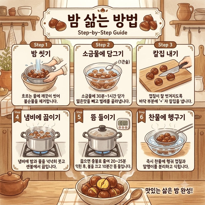 밤삶는방법 레시피 맛있게 삶는 시간과 껍질 쉽게 벗기는 방법