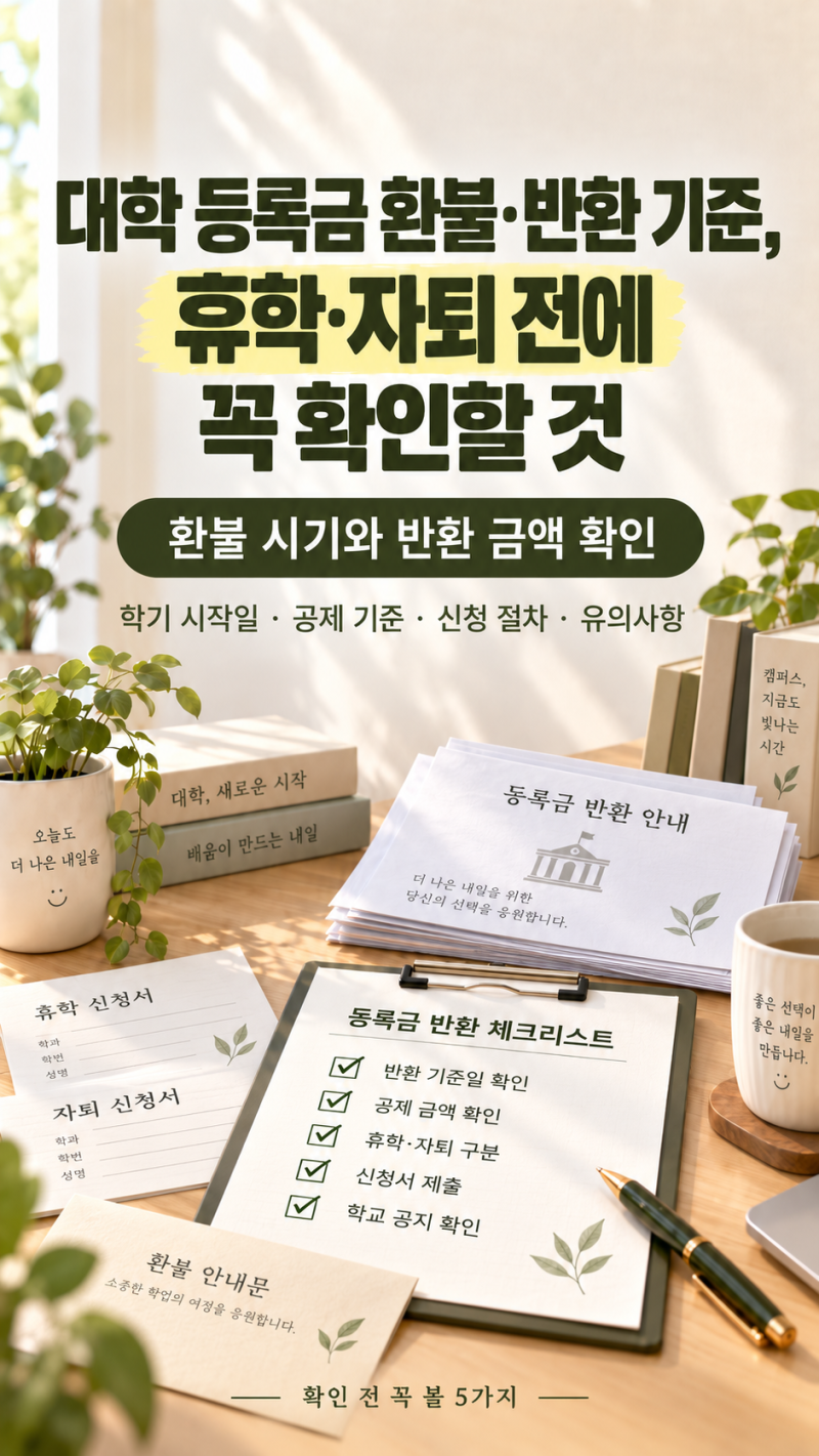 대학 등록금 환불·반환 기준, 휴학·자퇴 전에 꼭 확인할 것