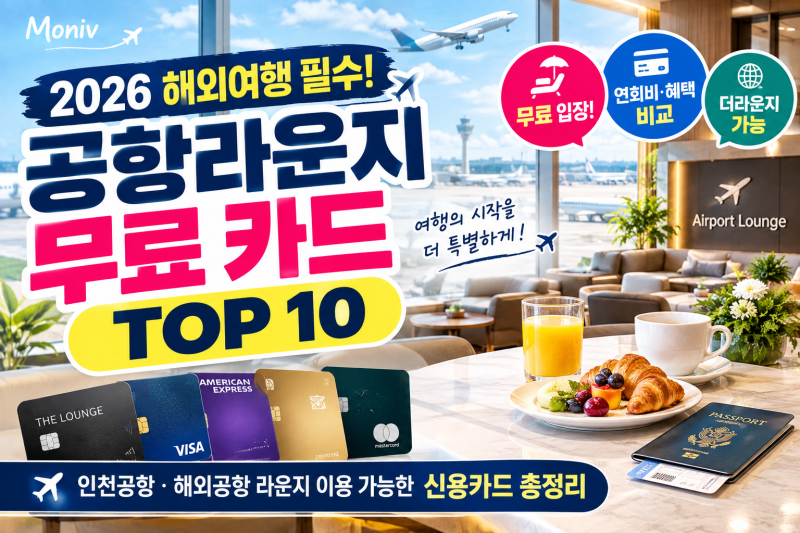 2026 신용카드 공항라운지 무료 이용 카드 TOP 10｜해외여행 전 꼭 확인해야 할 카드 총정리