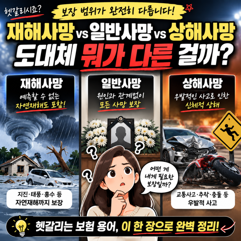 사망 보험금 다 같지않습니다 재해사망 일반사망 질병사망 차이점 알아보기