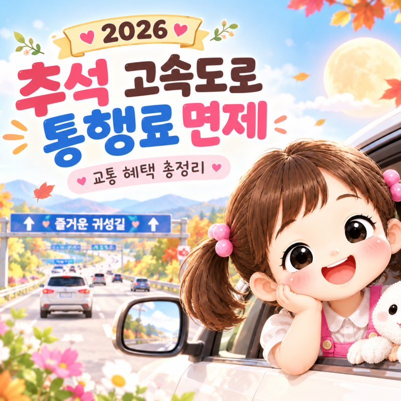 2026 추석 고속도로 통행료 면제, 무료 기간, 교통 혜택 총정리｜고속도로 가장 막히는 시간은....