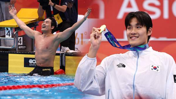 김영범, 자유형 50m 금메달! 21초66 '아시안게임 신기록' · 하루 전 100m 은메달에 이어 '금빛 질....