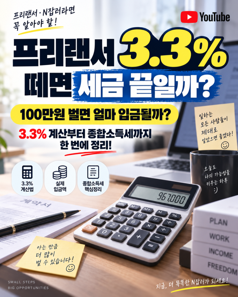 프리랜서 3.3% 세금, 떼면 끝일까? N잡러가 꼭 알아야 할 원천징수 총정리