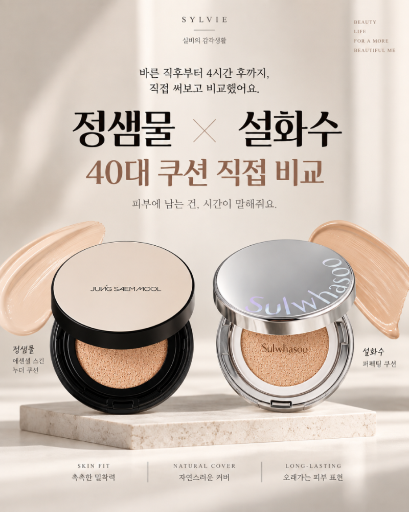 40대 쿠션 추천, 정샘물·설화수 4시간 뒤까지 비교해보니