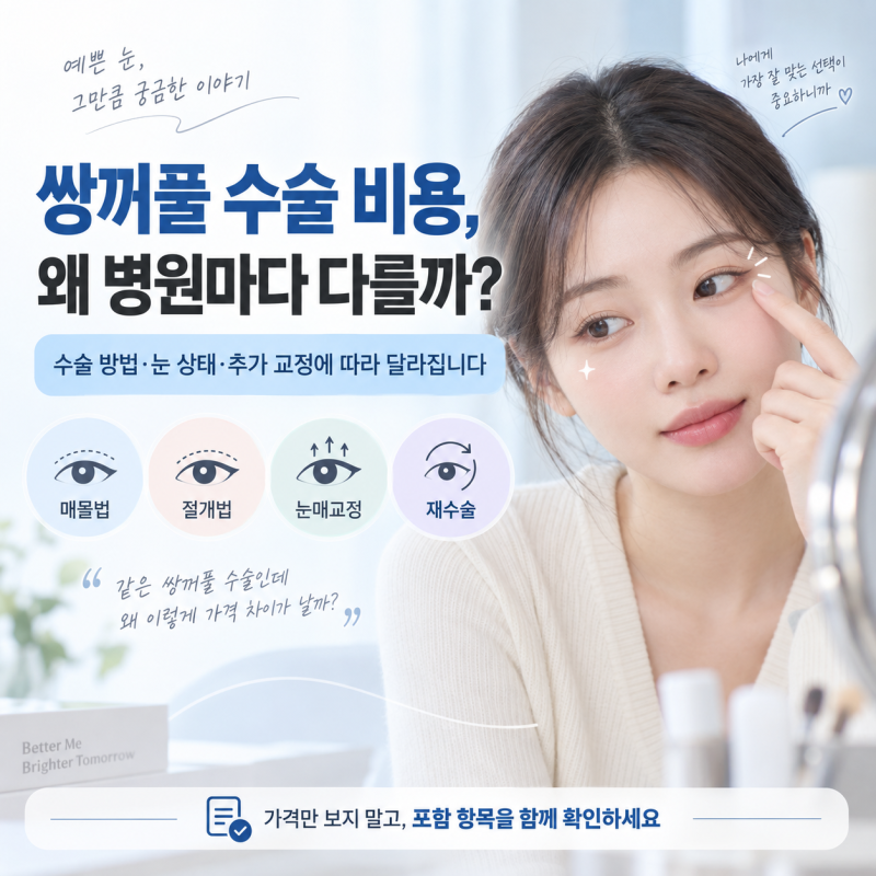 쌍꺼풀 수술 비용, 왜 병원마다 다를까? 쌍수 가격 차이 총정리